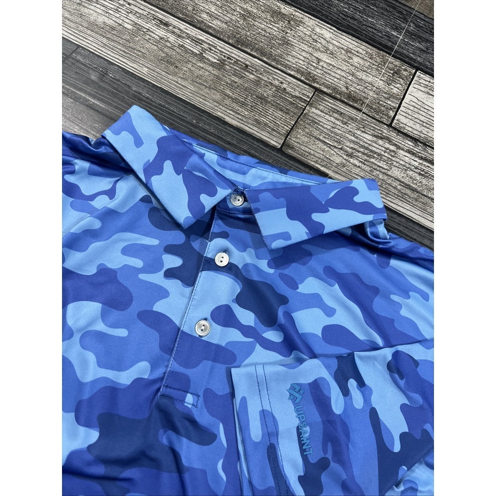 UPSAINT Save The‎ Turtles Polo Golf Shirt  Blue CAMO XXL